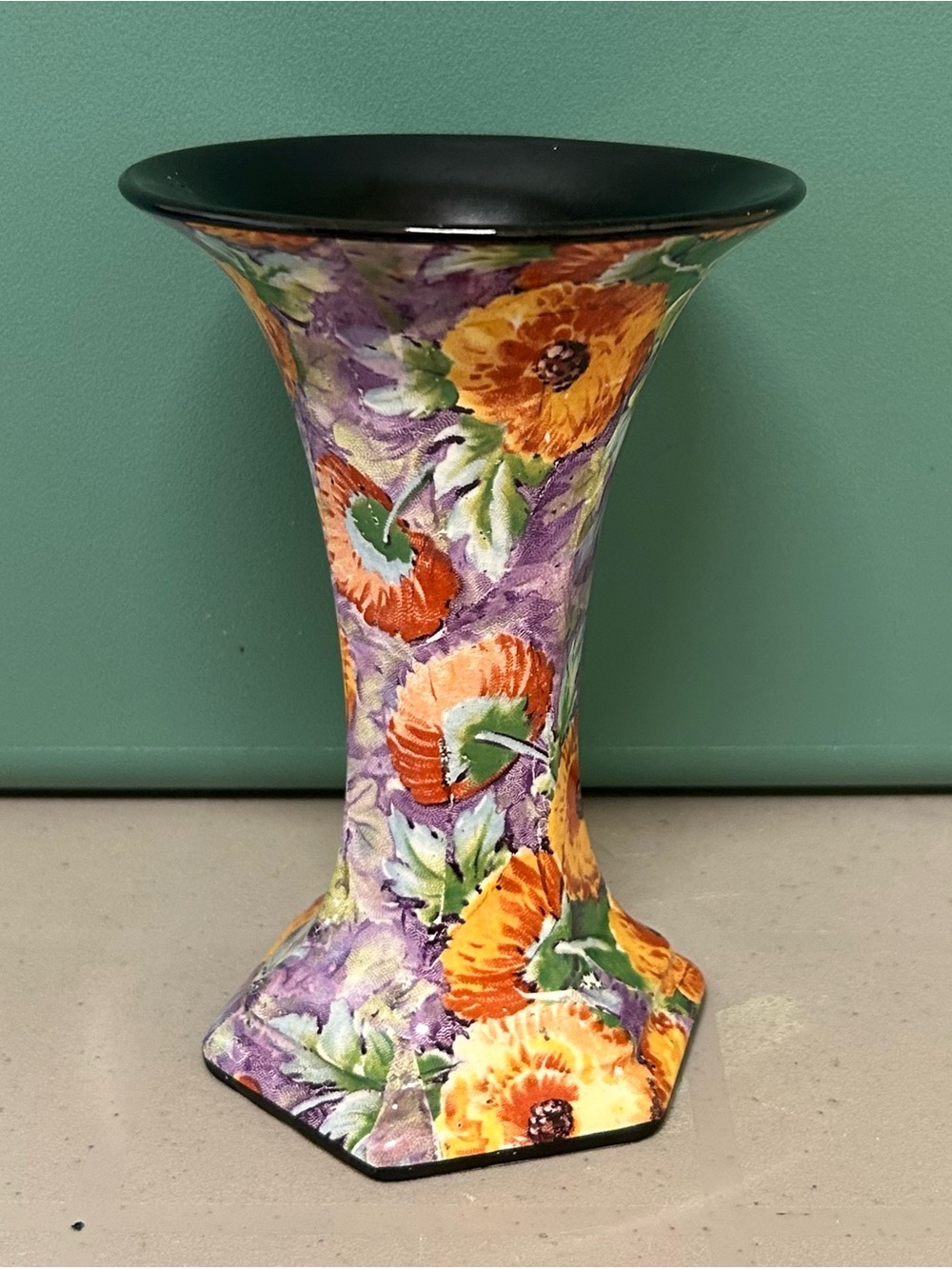 Vintage Crown Ducal Chintz Marigold Vase Art Deco 1930s